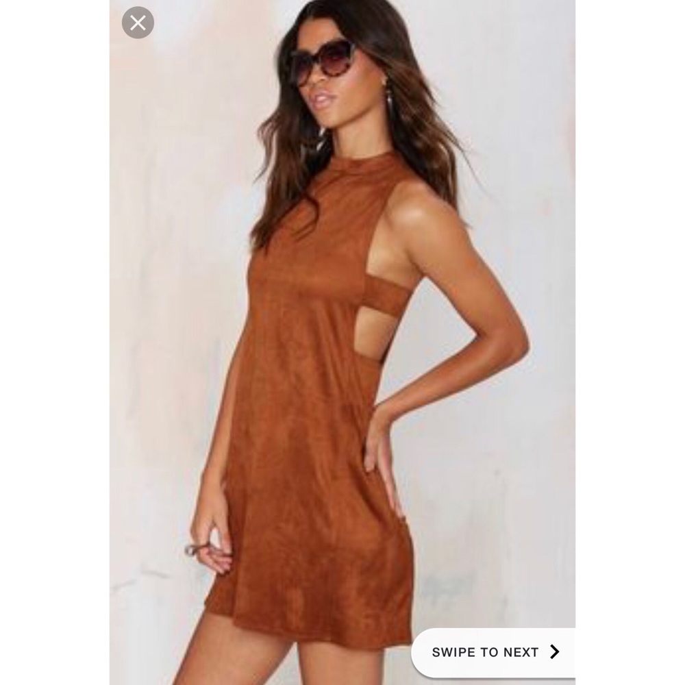 NASTY GAL TAN SUEDE DRESS